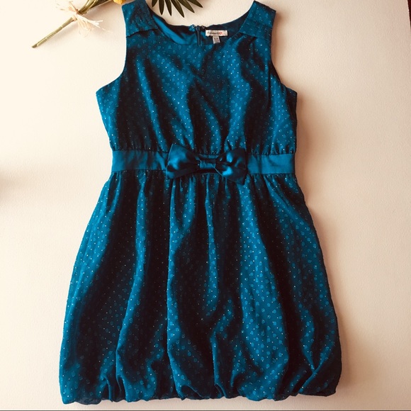Forever 21 Other - 💲 Forever 21 teal & gold dress with zipper & bow